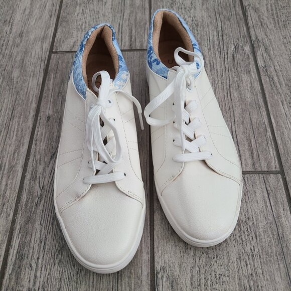 SOUL Naturalizer White Sneakers with Blue Floral Heel Women’s 9M - Picture 4 of 12